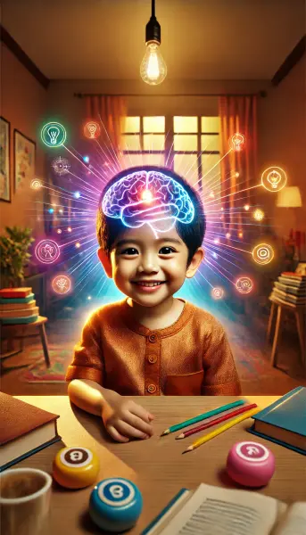 5. Visualisasi otak anak yang bersinar dengan energi positif
