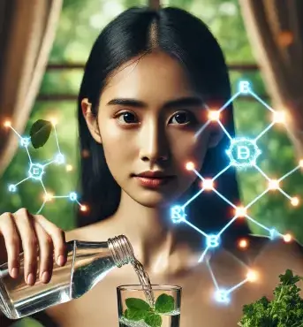 Tangan menuangkan segelas air jernih